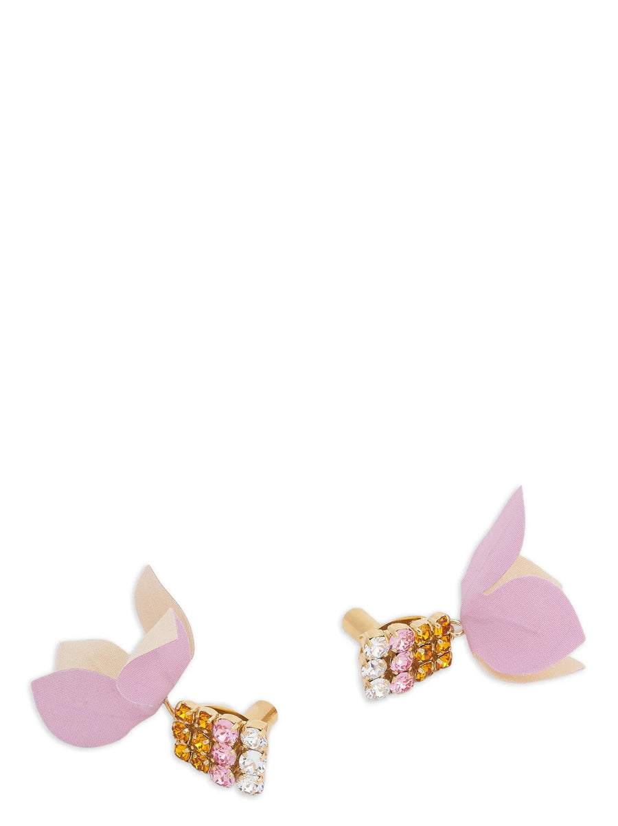 Marni Flower Earrings Multicolor Brass With Crystal Accents And Secure Pin Closure For Women Elegant Jewelry