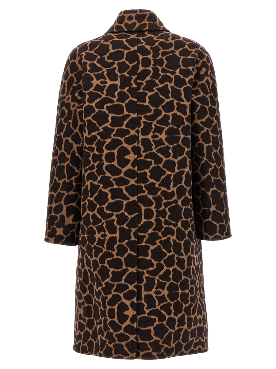 Max Mara Ortica Coat For Women Luxurious Double Wool With Giraffe Jacquard Pattern