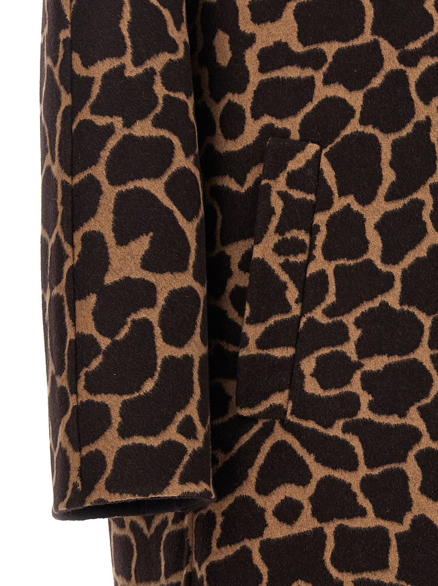 Max Mara Ortica Coat For Women Luxurious Double Wool With Giraffe Jacquard Pattern