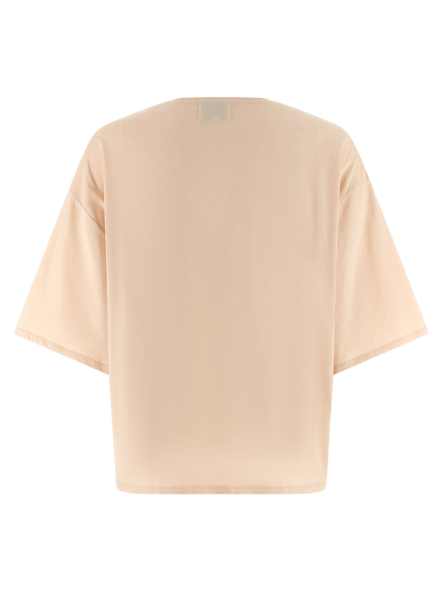 Loulou De Saison Osis Supima Cotton T Shirt Pink Embroidered Logo Crew Neck