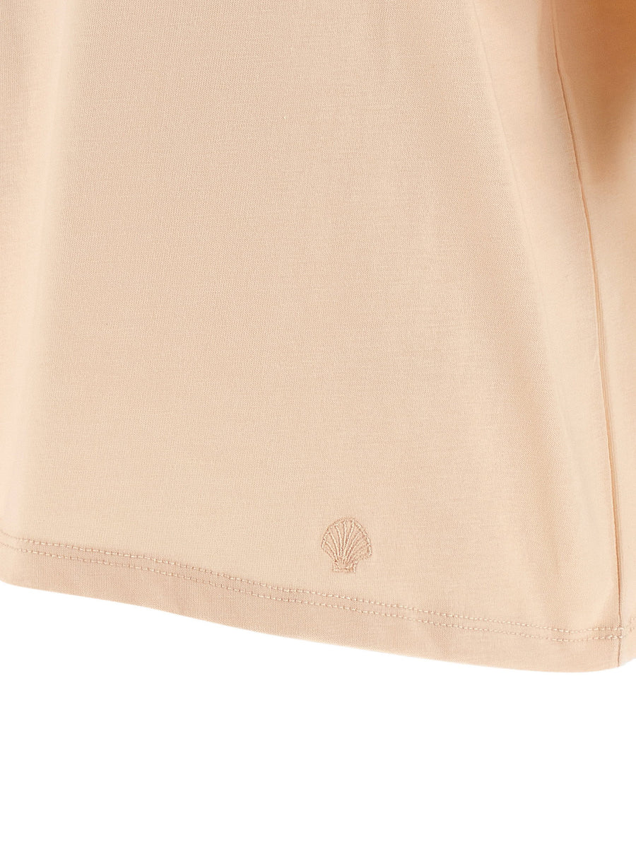 Loulou De Saison Osis Supima Cotton T Shirt Pink Embroidered Logo Crew Neck