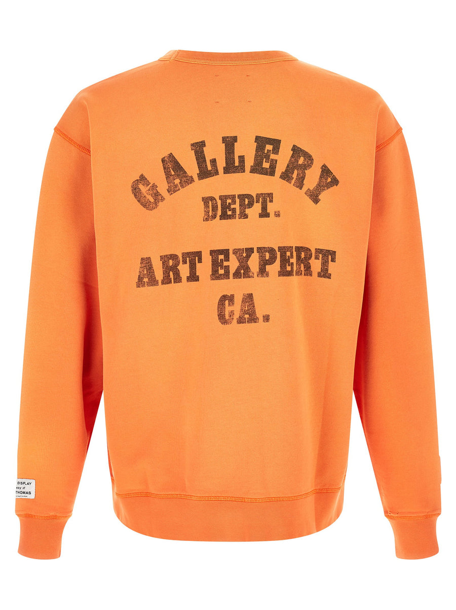 Gallery Dept Art Expert Sweatshirt Orange Oversized Hundred Percent Cotton For Men Patch Pocket Embroidery Back Print