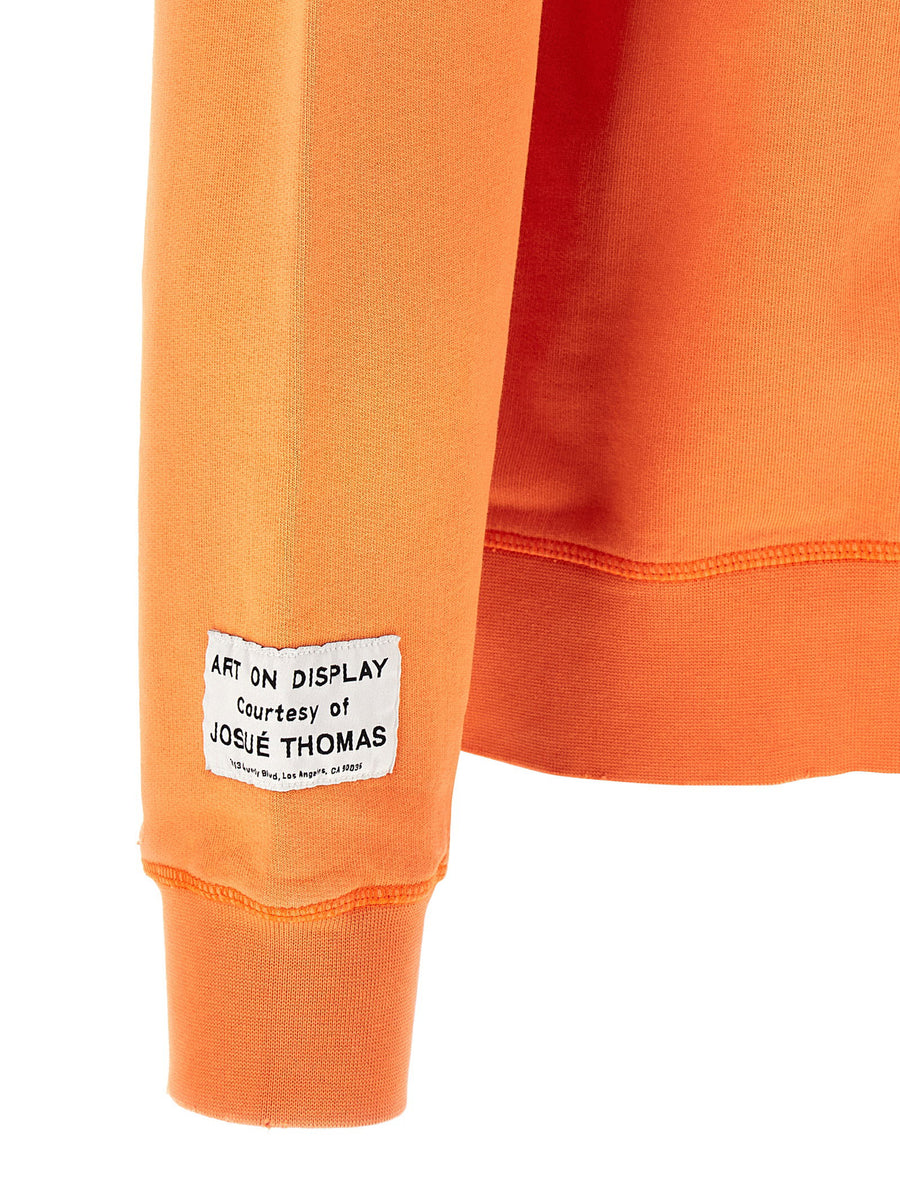 Gallery Dept Art Expert Sweatshirt Orange Oversized Hundred Percent Cotton For Men Patch Pocket Embroidery Back Print
