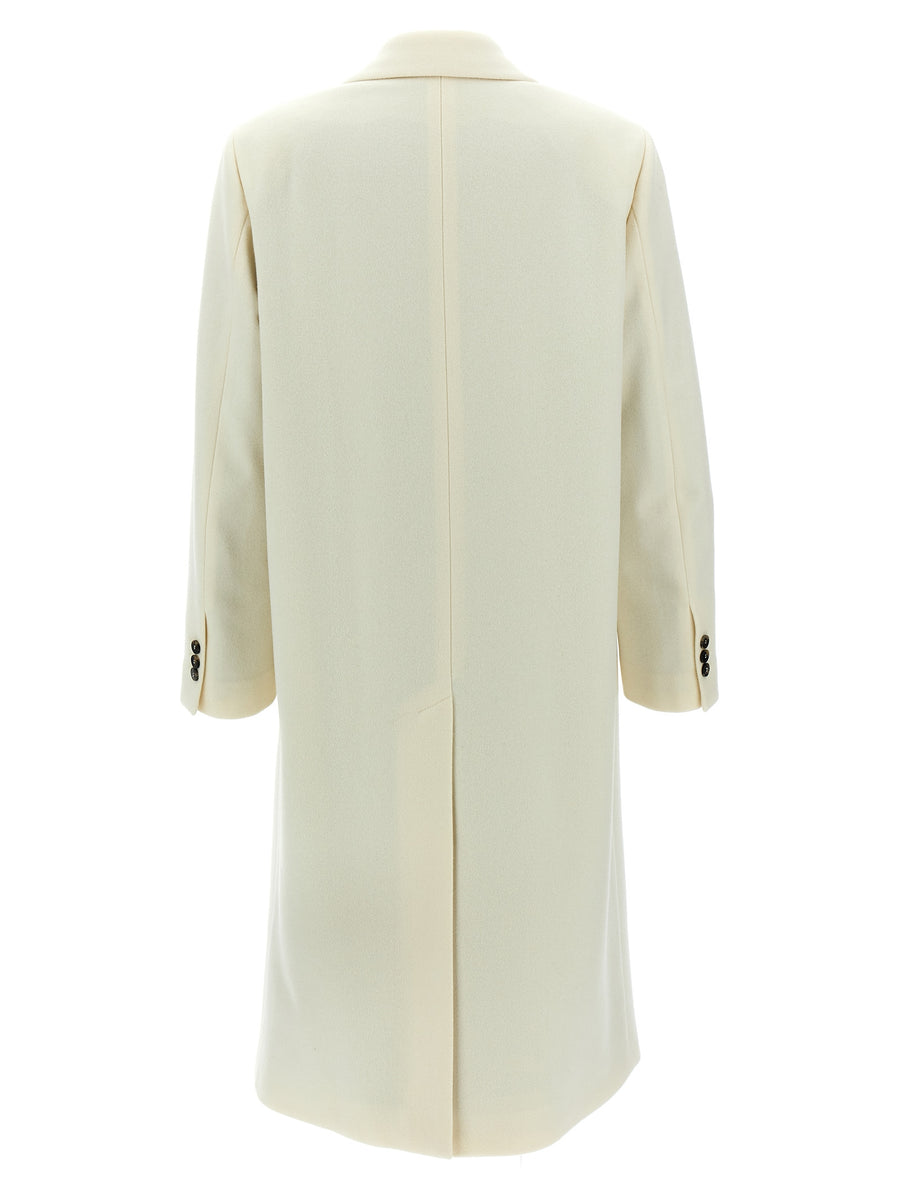 Alberto Biani Double Breasted Wool Coat White For Women Tailored Fit Timeless Workwear