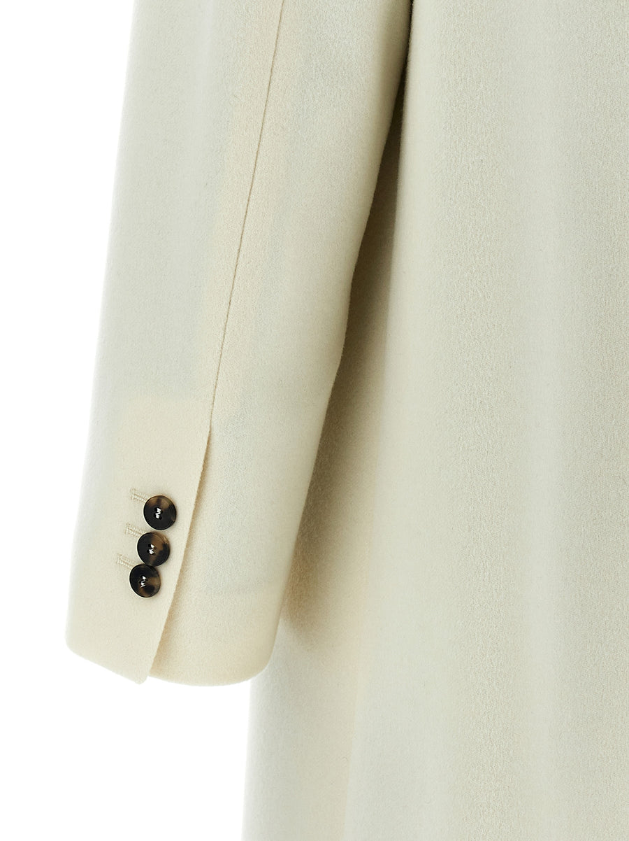 Alberto Biani Double Breasted Wool Coat White For Women Tailored Fit Timeless Workwear