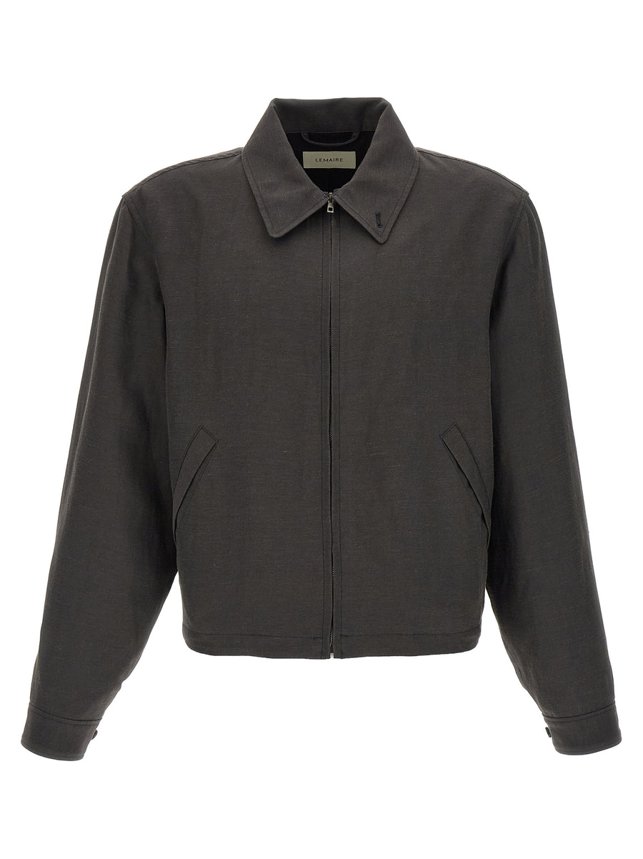 Lemaire Linen Canvas Jacket For Men Breathable Durable Convertible High Neck Collar Front Zip