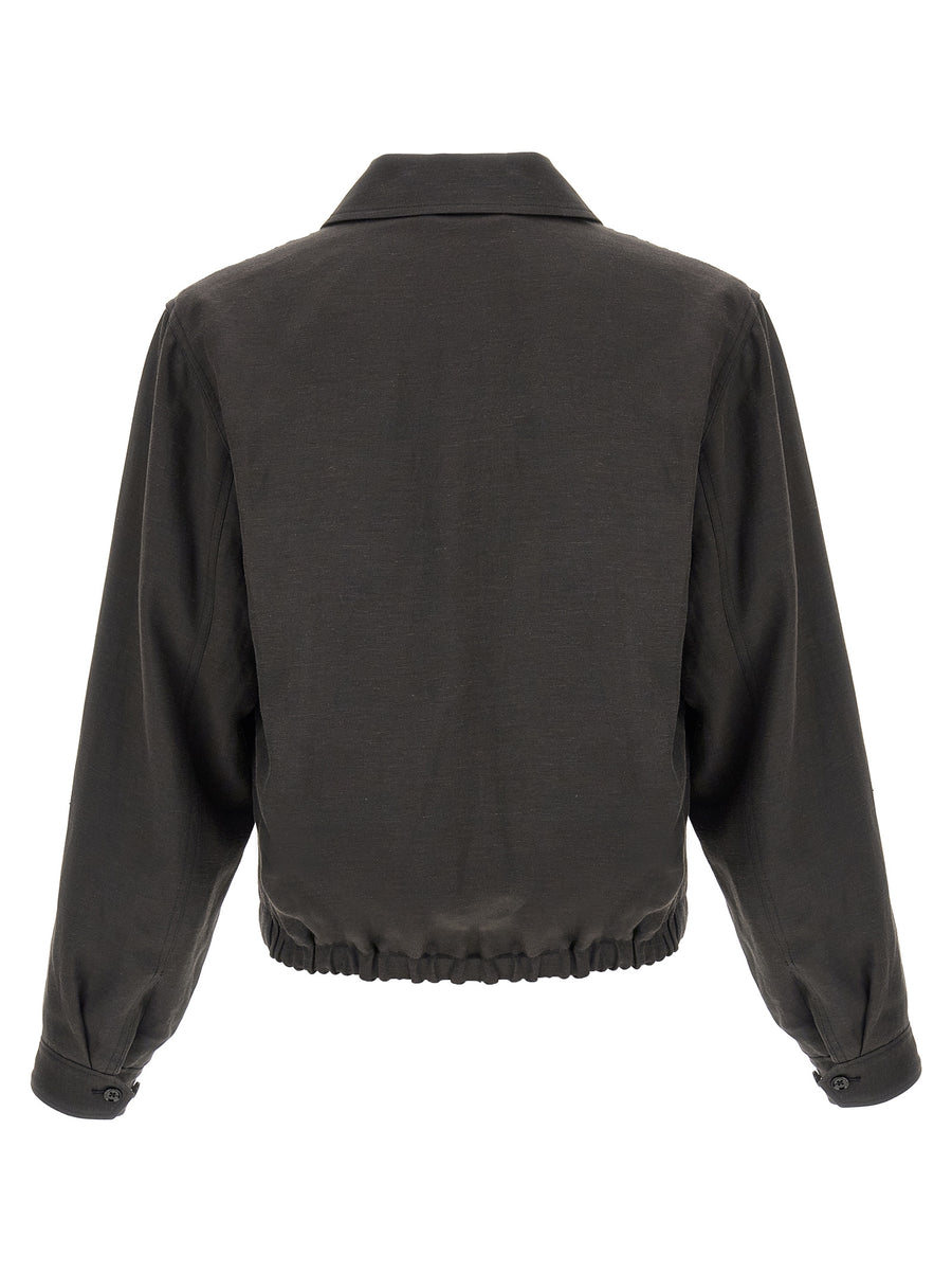 Lemaire Linen Canvas Jacket For Men Breathable Durable Convertible High Neck Collar Front Zip