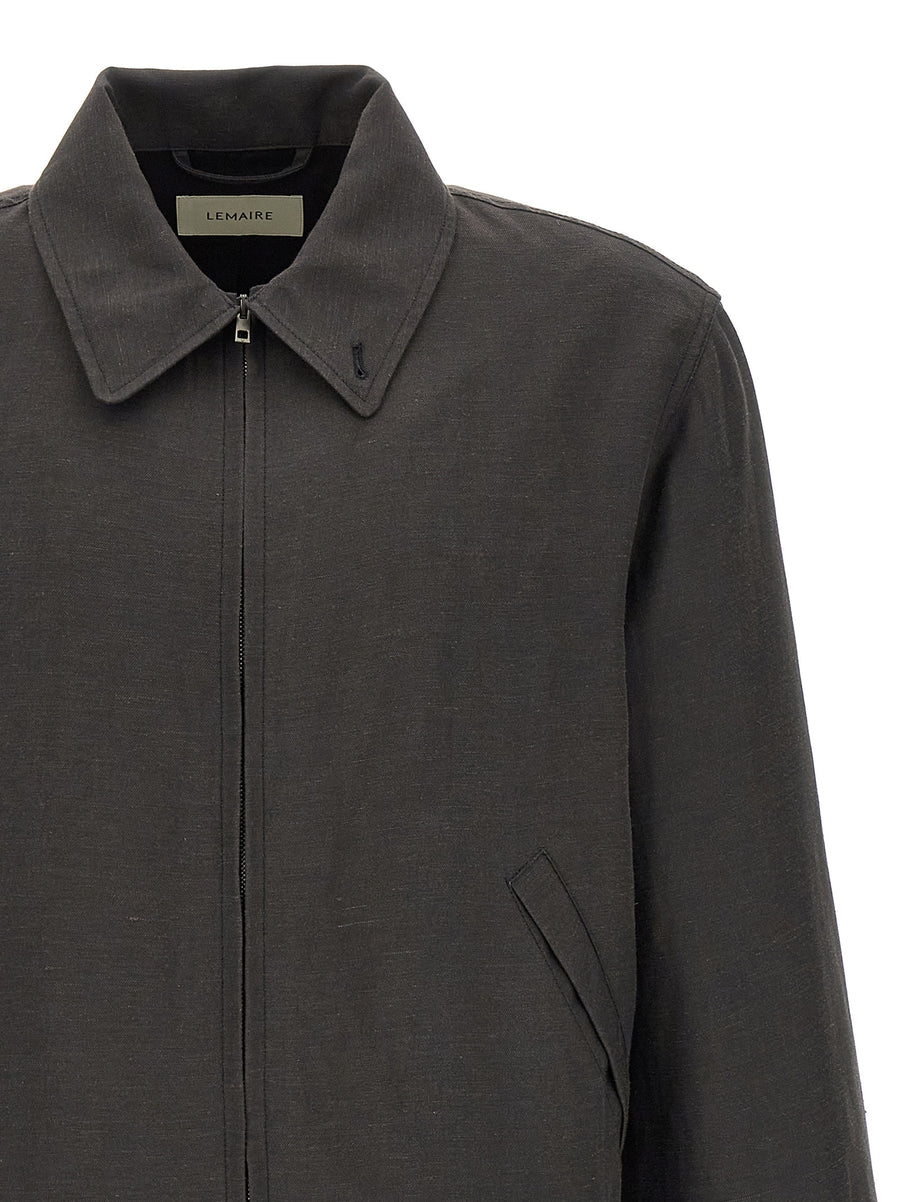 Lemaire Linen Canvas Jacket For Men Breathable Durable Convertible High Neck Collar Front Zip