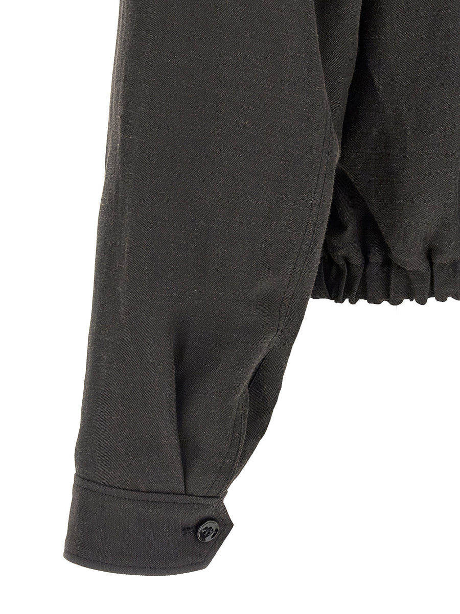 Lemaire Linen Canvas Jacket For Men Breathable Durable Convertible High Neck Collar Front Zip