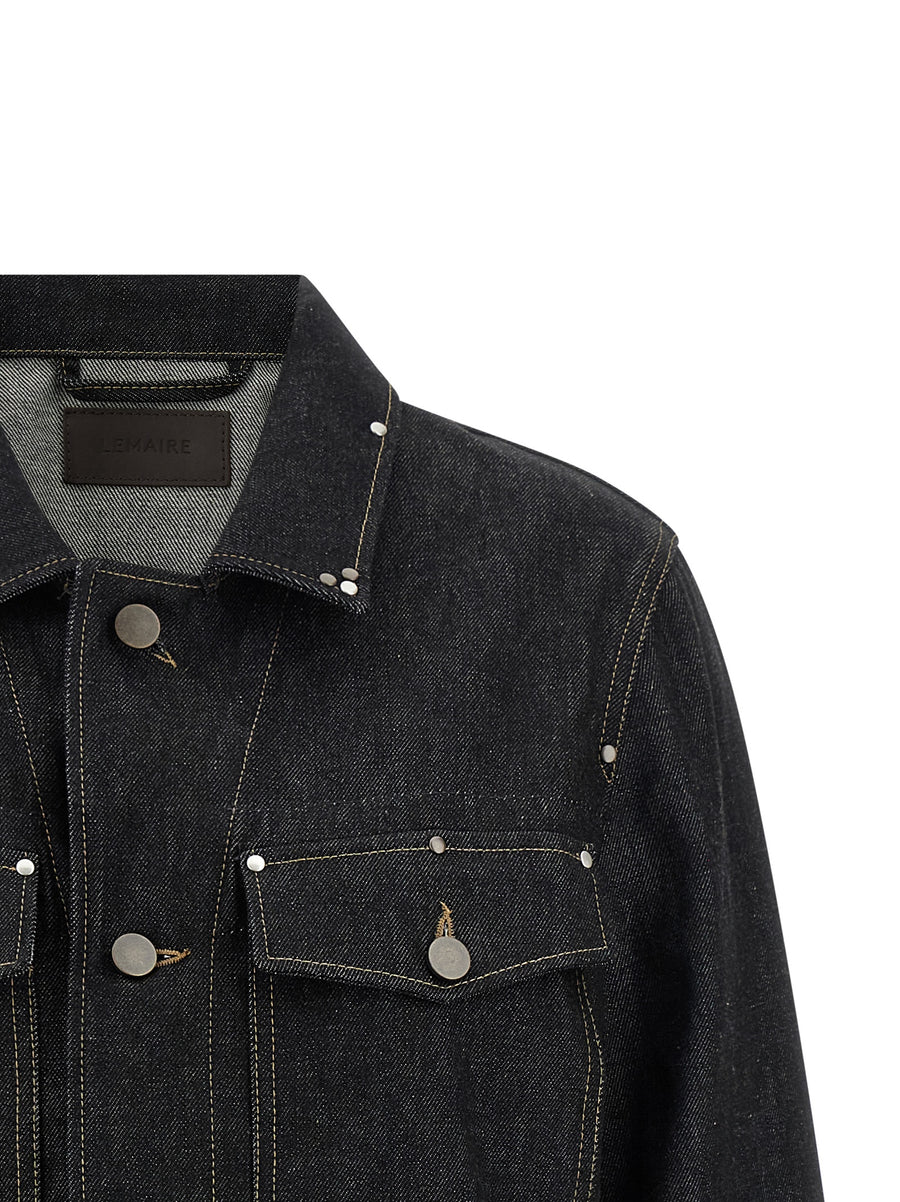 Lemaire Denim Blouson Cropped Heavy Denim Jacket For Women