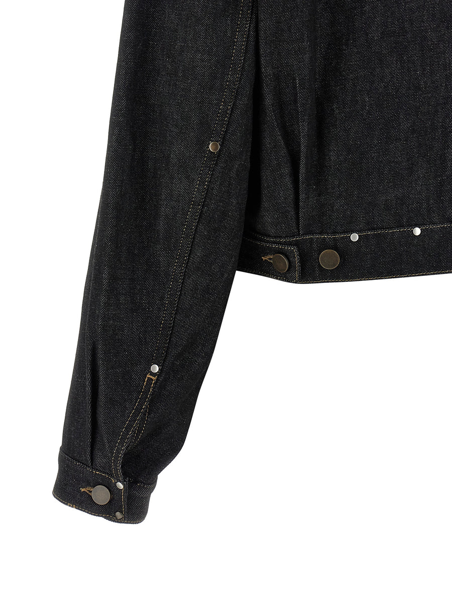 Lemaire Denim Blouson Cropped Heavy Denim Jacket For Women