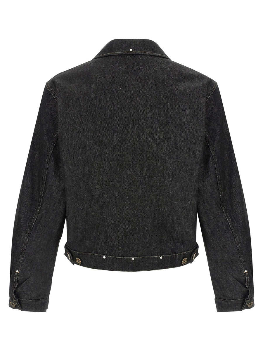 Lemaire Heavy Denim Trucker Jacket for Men 100 Percent Cotton Riveted with Contrast Stitching