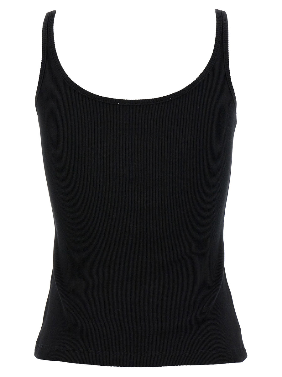 Off-White Off Stamp Ribbed Cotton Top Black for Women
