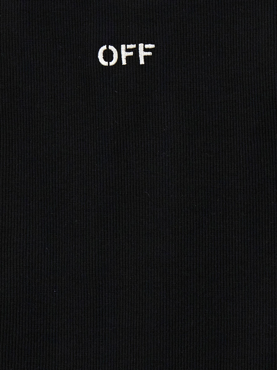 Off-White Off Stamp Ribbed Cotton Top Black for Women