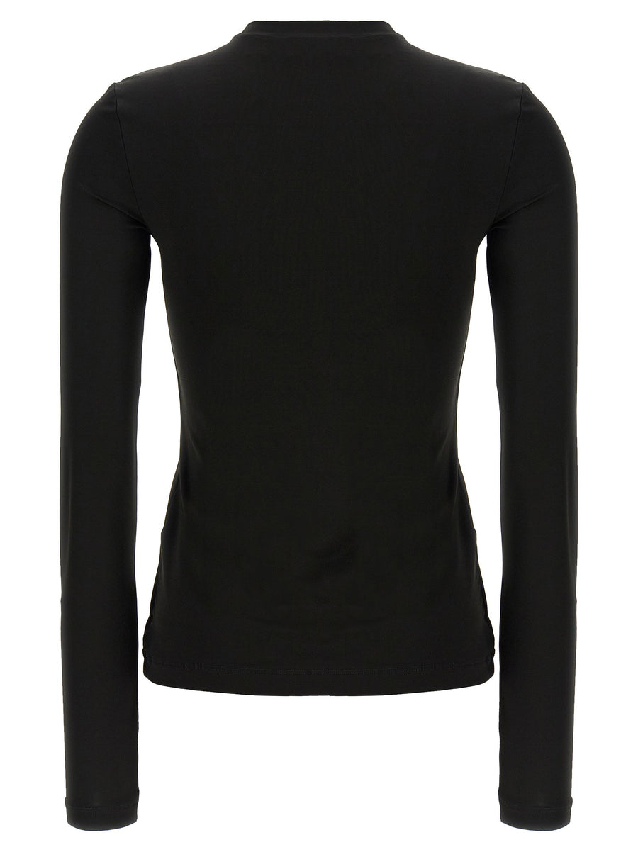 Off White Second Skin Sweater For Women Black Stretch Tech Fabric Crew Neck Long Sleeve