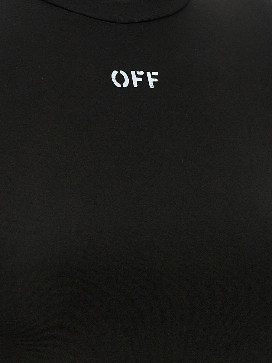 Off White Second Skin Sweater For Women Black Stretch Tech Fabric Crew Neck Long Sleeve