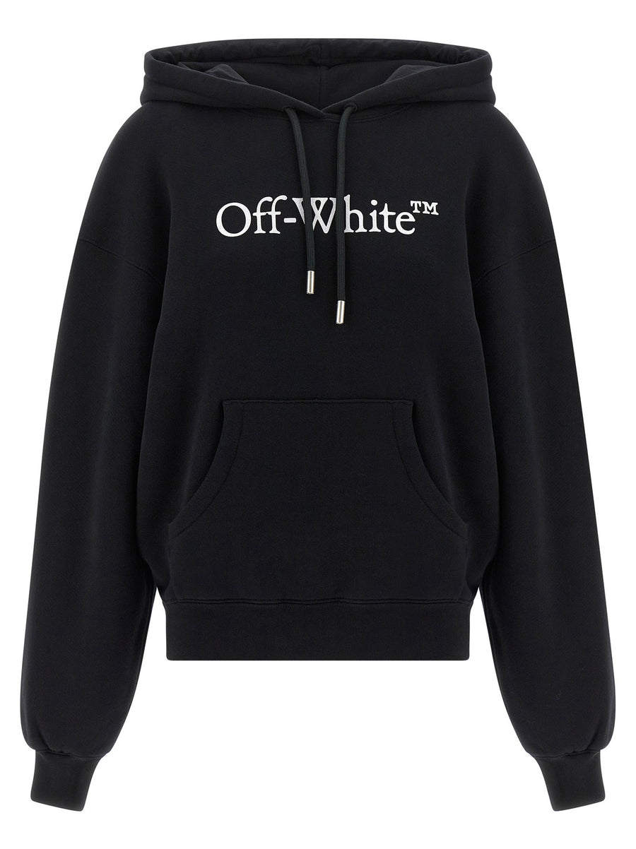 Off White Big Logo Bookkish Hoodie for Women Brushed Cotton Comfort and Bold Front Print