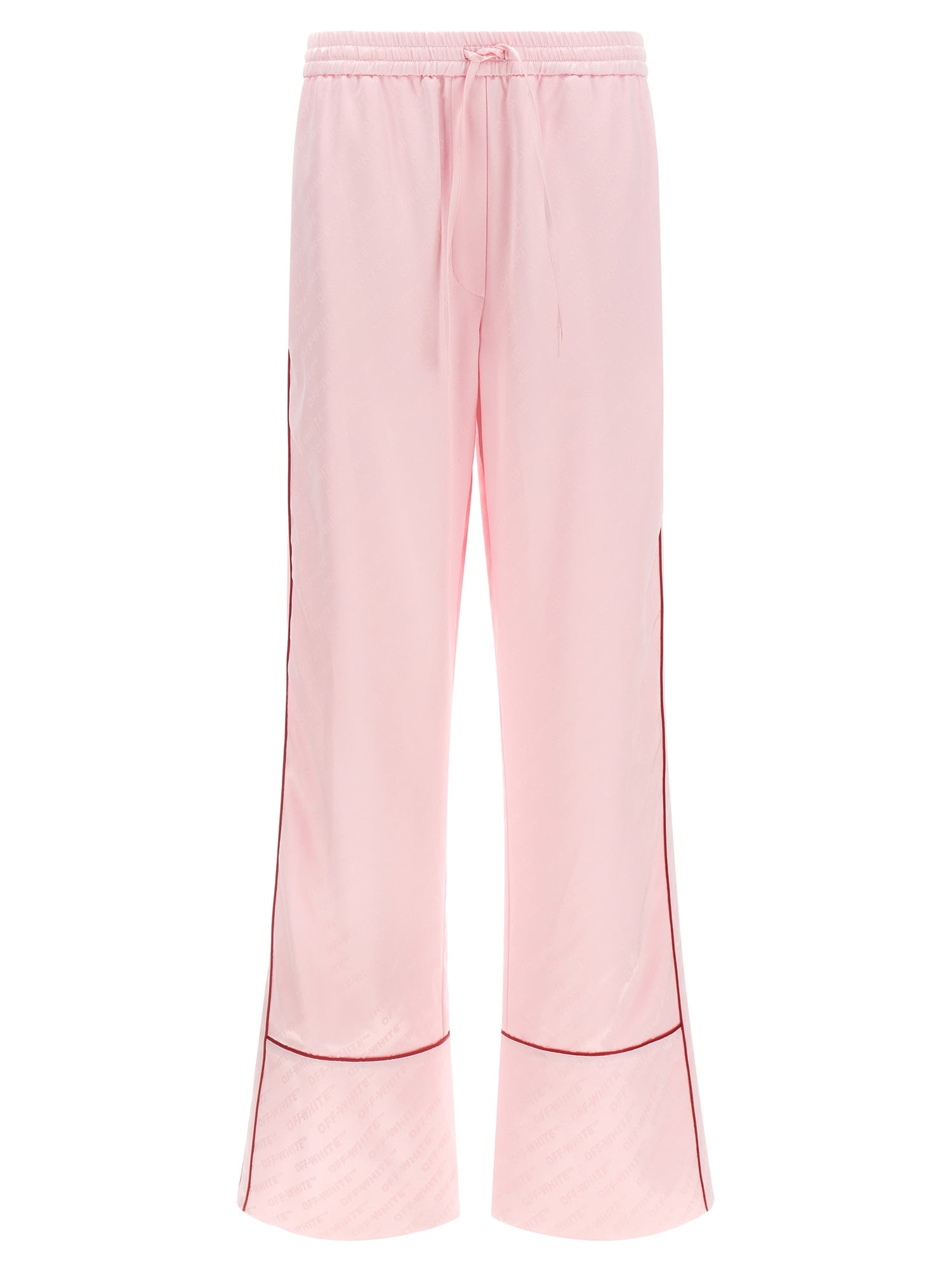 Off White Jacquard Satin Pajama Pants
