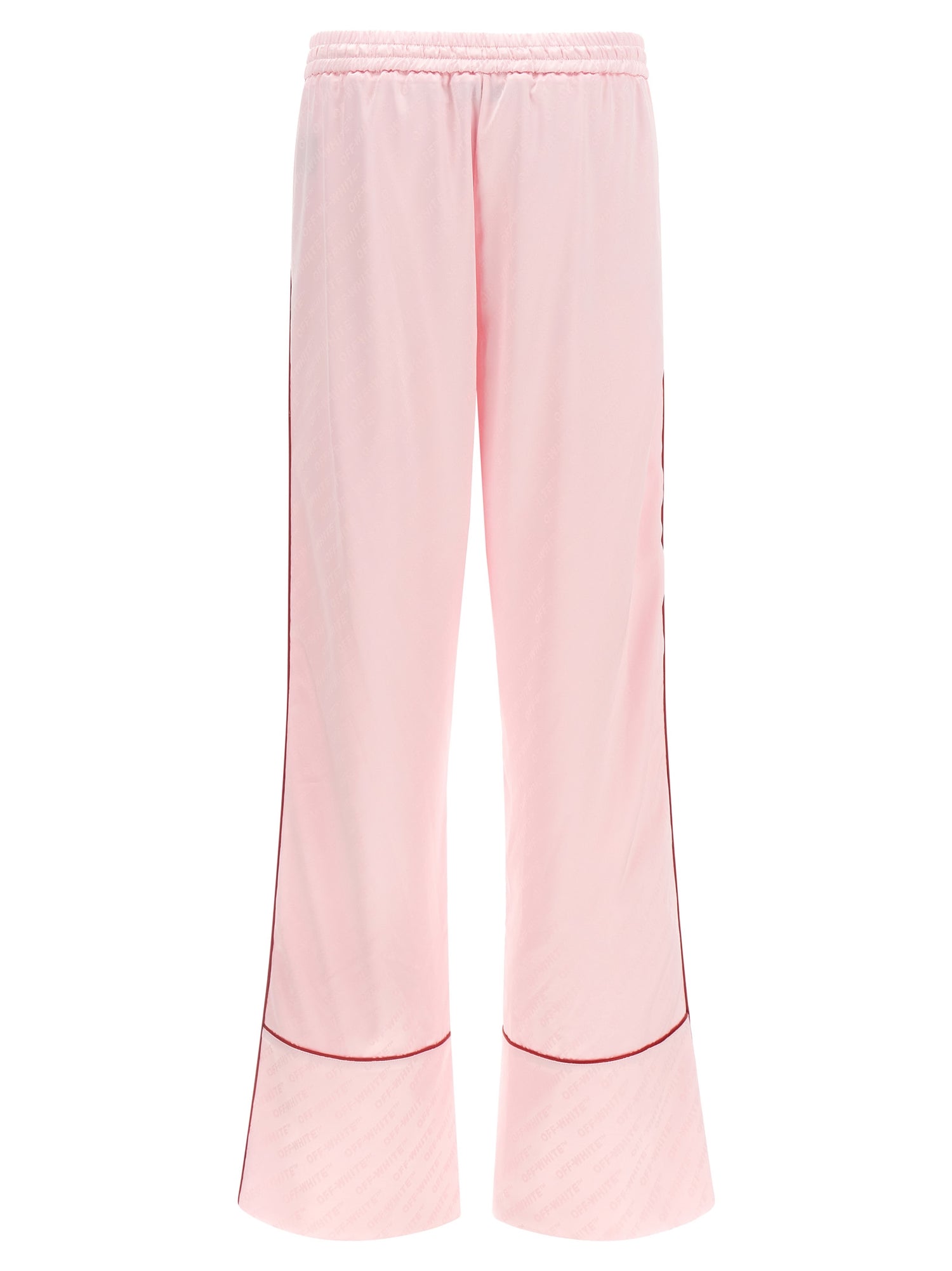 Off White Jacquard Satin Pajama Pants
