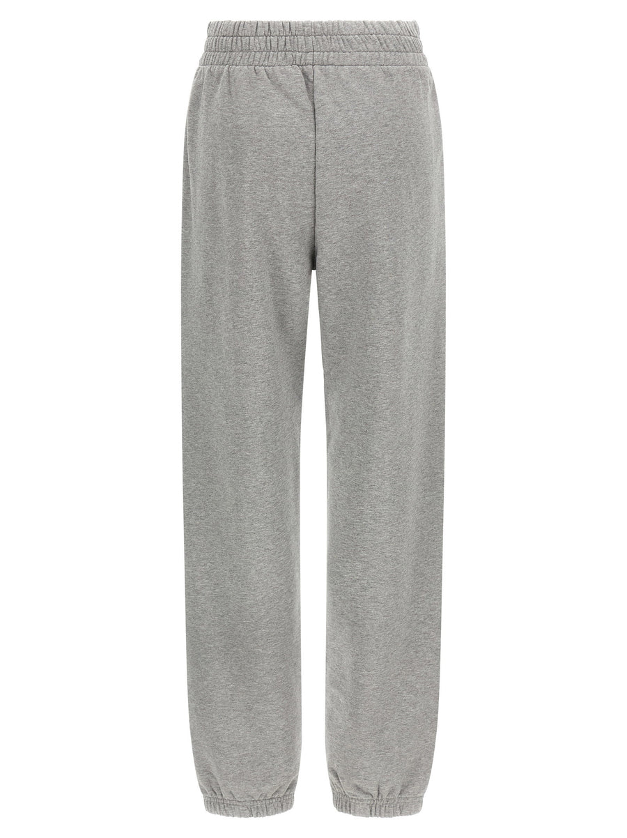 Off White Premium Logo Embroidered Joggers For Women Gray Cotton With Drawstring Waist And Pockets