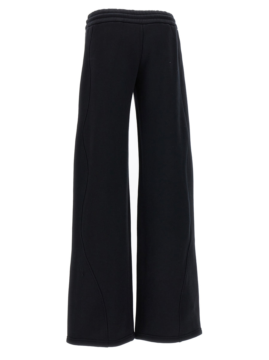 Off White Black Cotton Round Joggers For Women With Elastic Waist And Pockets Loose Leg Comfort