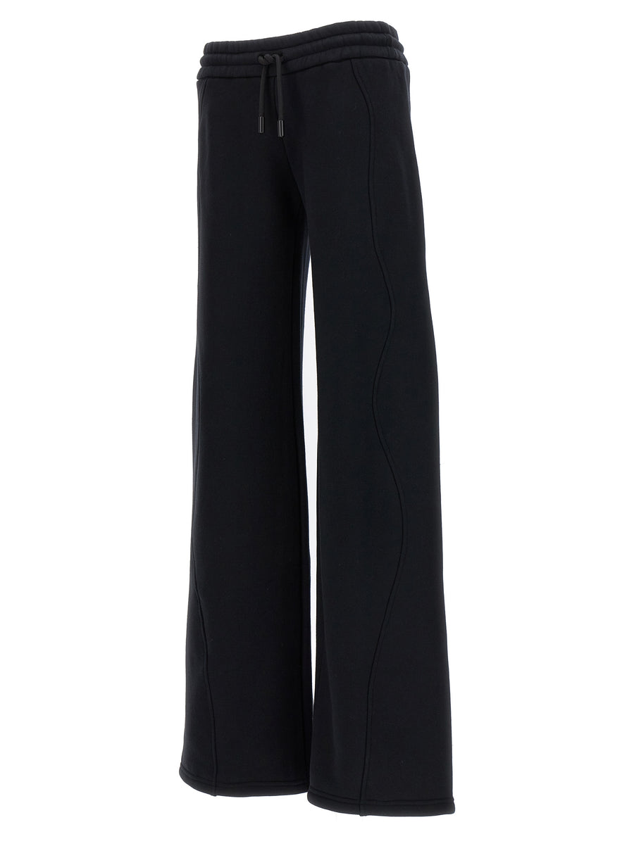 Off White Black Cotton Round Joggers For Women With Elastic Waist And Pockets Loose Leg Comfort