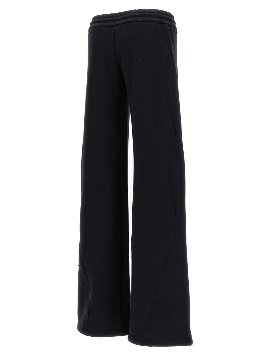 Off White Black Cotton Round Joggers For Women With Elastic Waist And Pockets Loose Leg Comfort