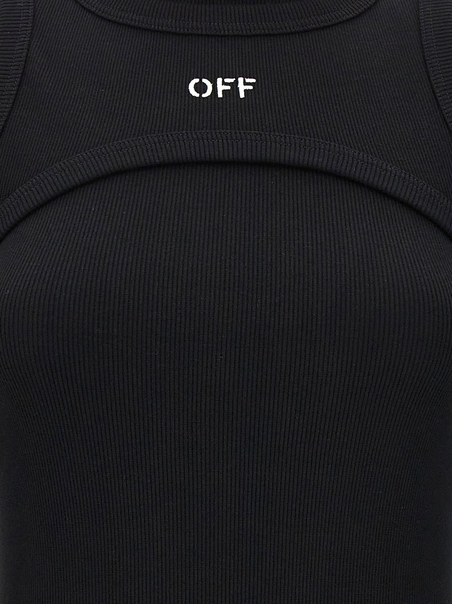 Off White Off Stamp Dress Long Sleeve Crewneck Black Cotton Elastane