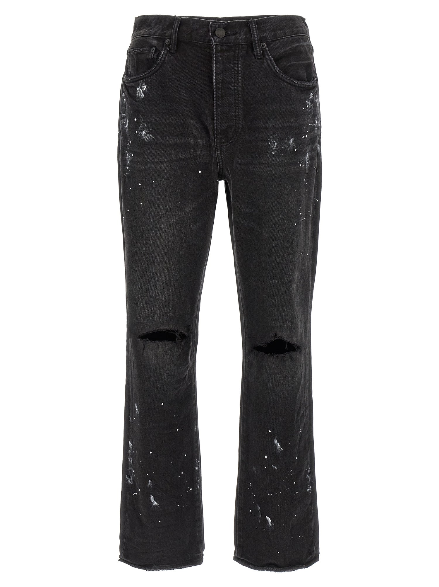Purple P011 Knee Slit Paint Jeans
