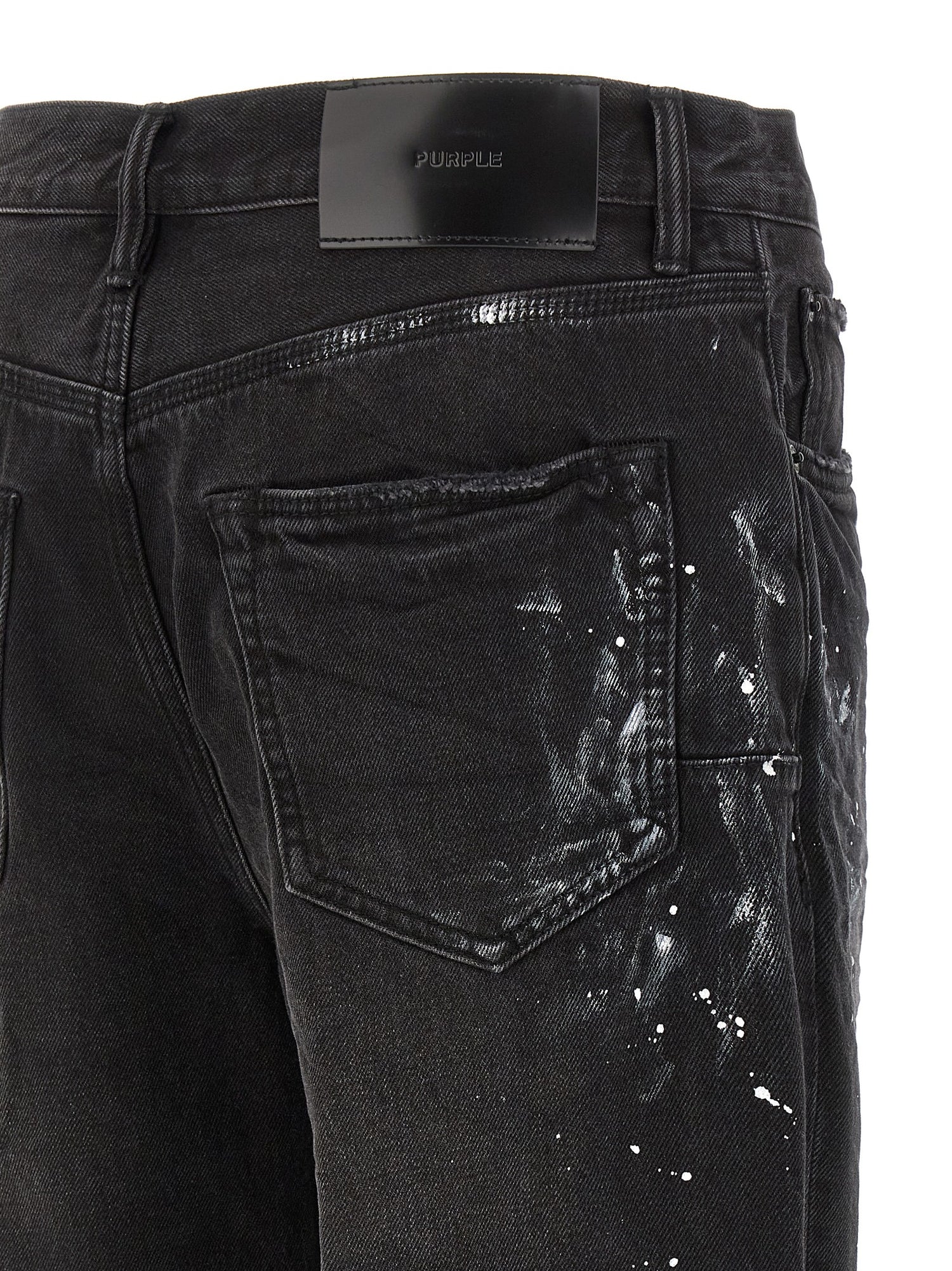 Purple P011 Knee Slit Paint Jeans