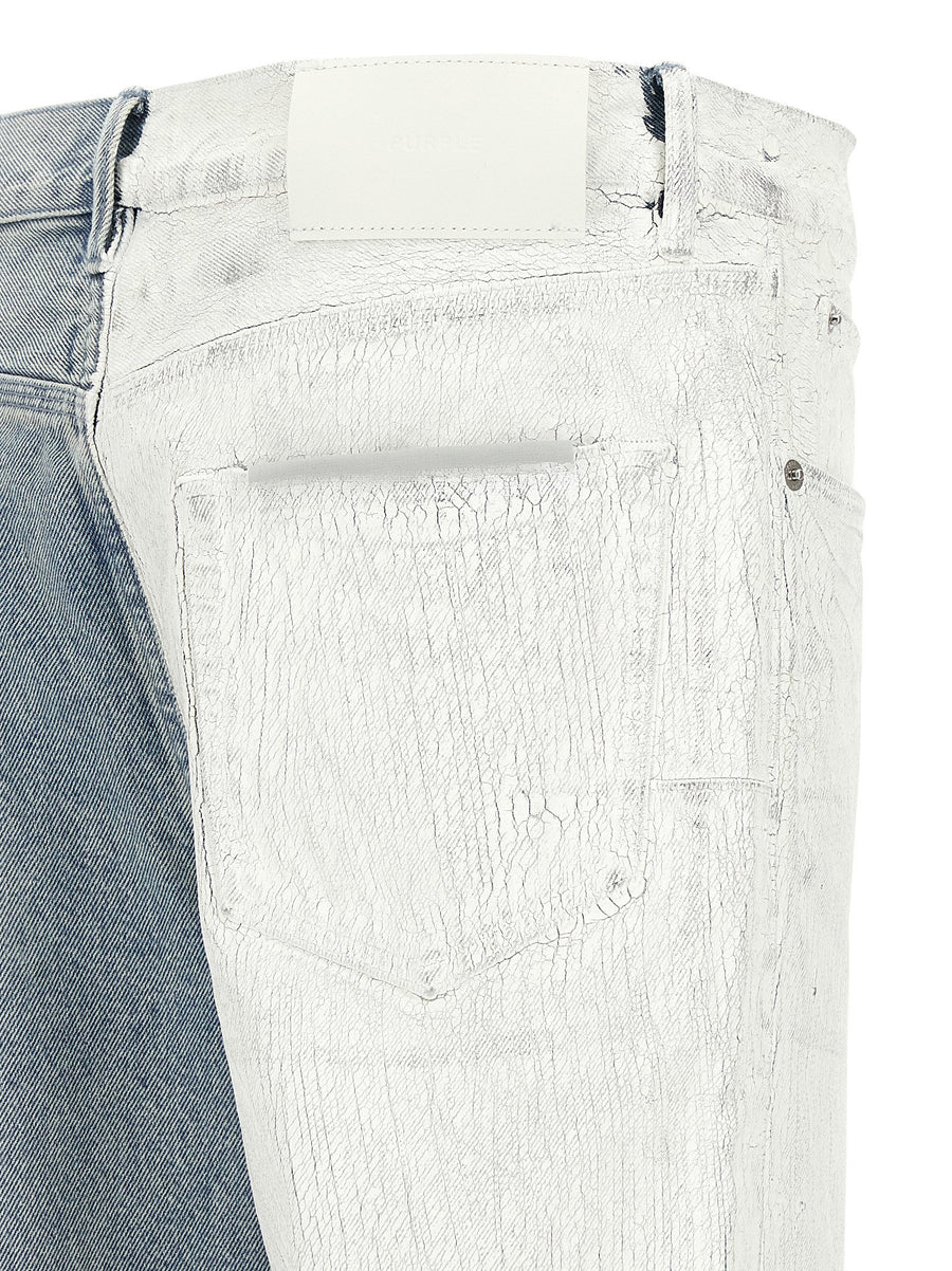 Purple Crackle Silver Jeans For Men 100 Percent Cotton Denim Mid Rise Straight Fit With Modern Edge