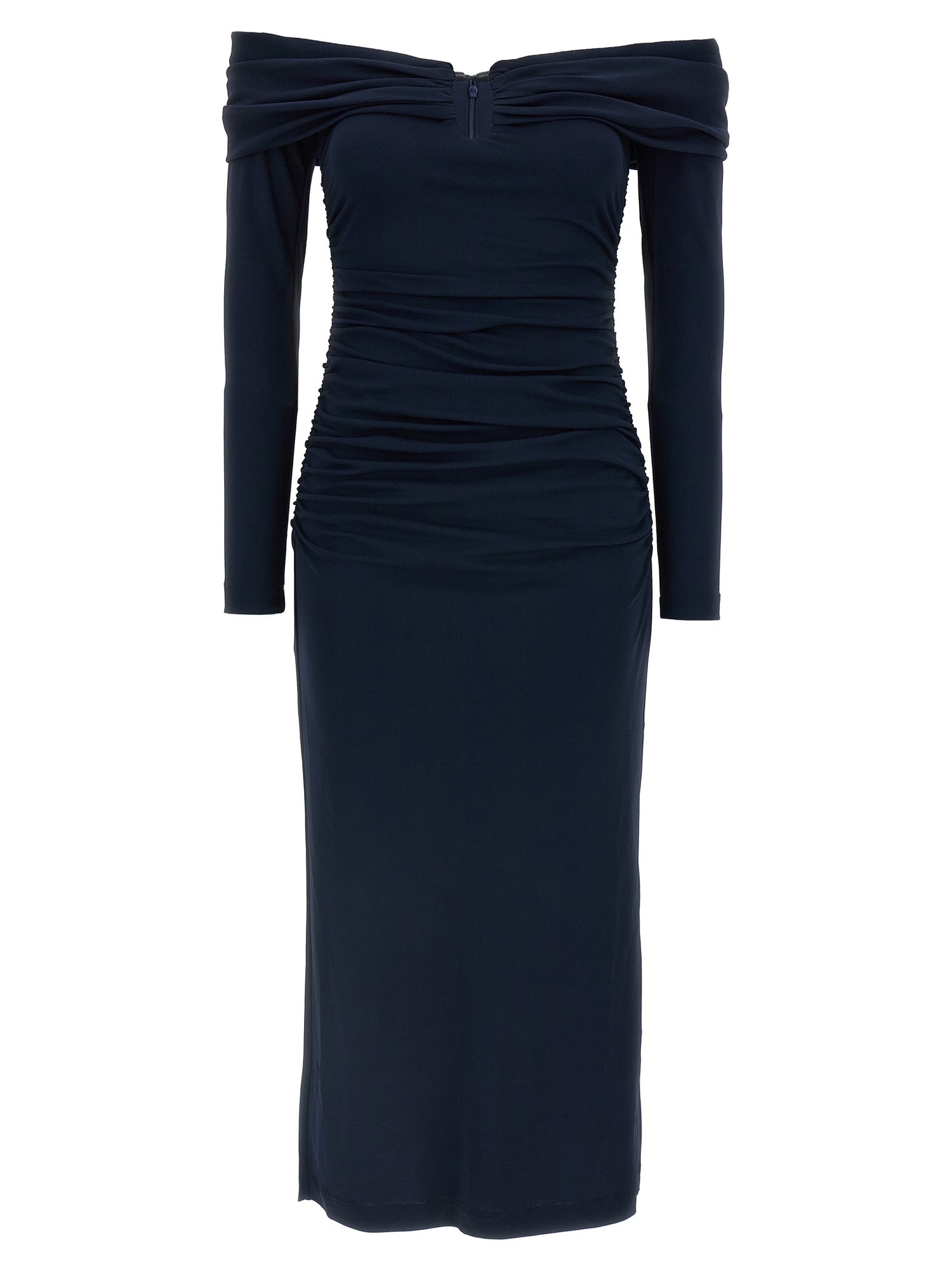 Carolina Herrera Off-shoulder 3/4 Slv Ruched Midi Dress
