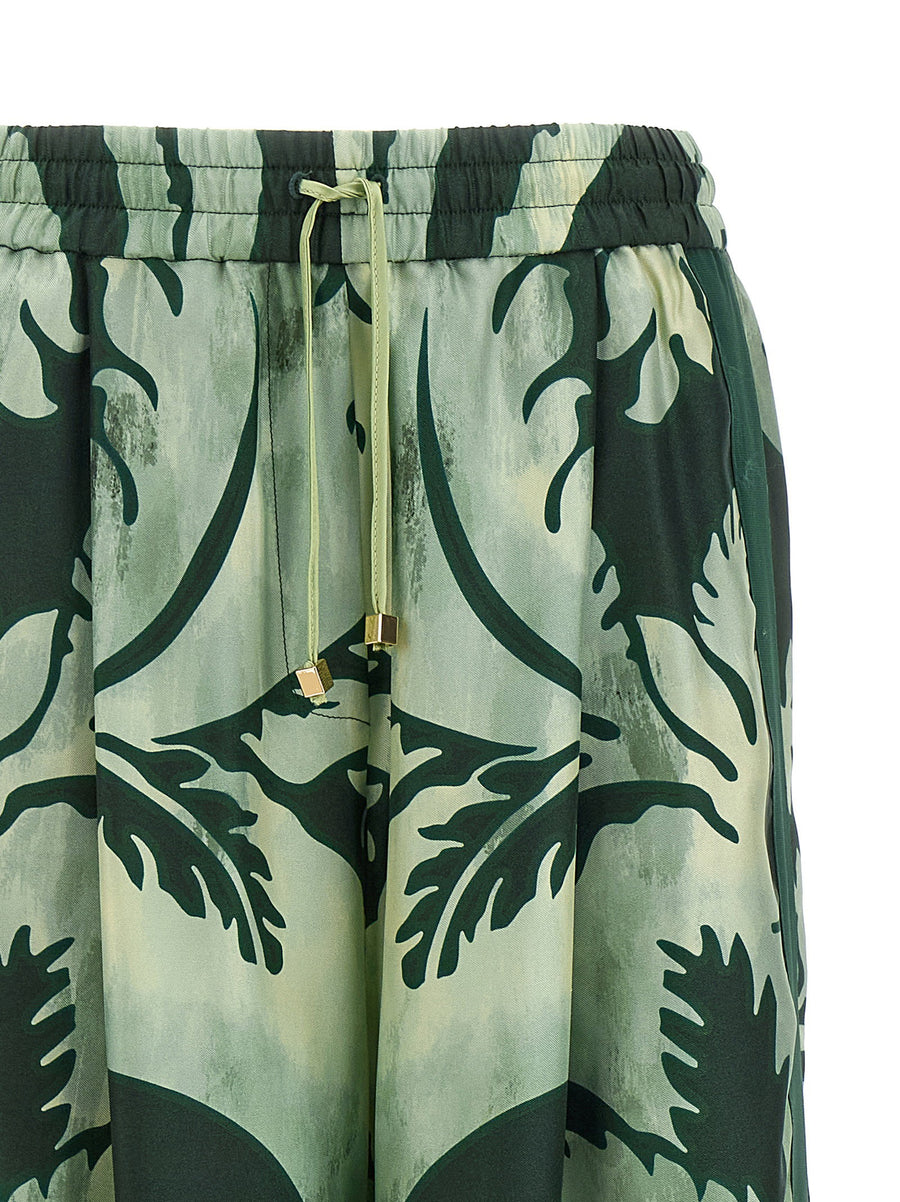 F.r.s. For Restless Sleepers Asteria Silk Pants Women Floral Print Elastic Drawstring Waist Versatile Luxurious Comfort