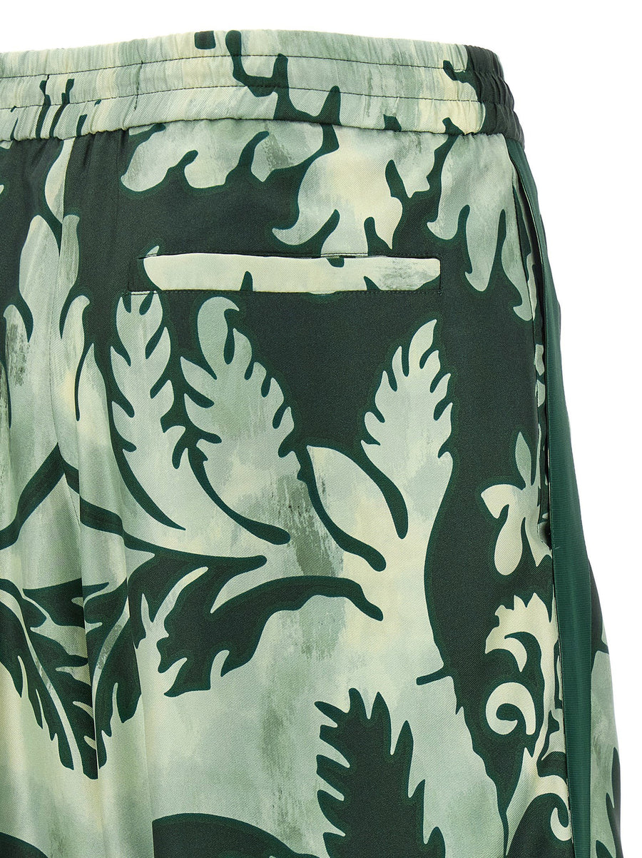 F.r.s. For Restless Sleepers Asteria Silk Pants Women Floral Print Elastic Drawstring Waist Versatile Luxurious Comfort