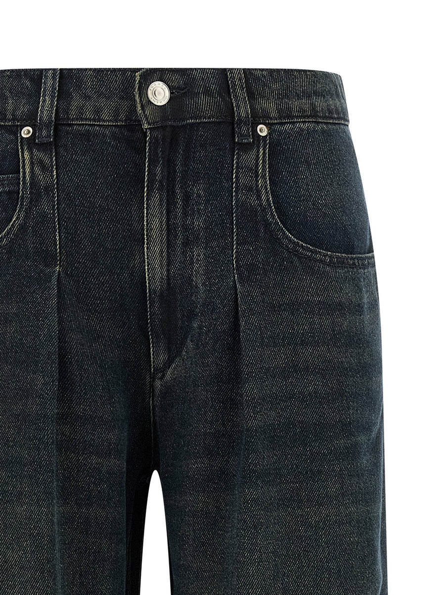 Isabel Marant Rodayna Black Lyocell Jeans For Women High Waist Wide Leg Stonewashed Luxury