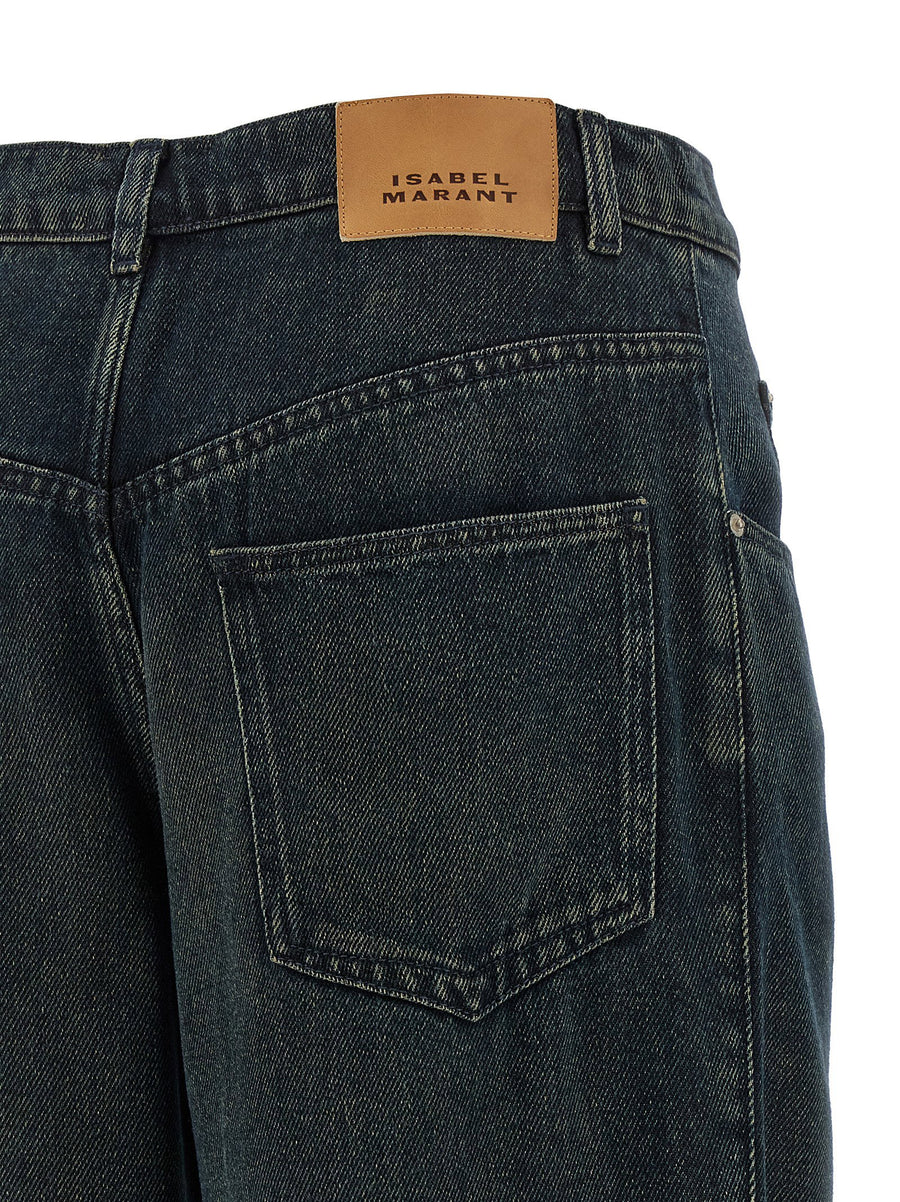 Isabel Marant Rodayna Black Lyocell Jeans For Women High Waist Wide Leg Stonewashed Luxury
