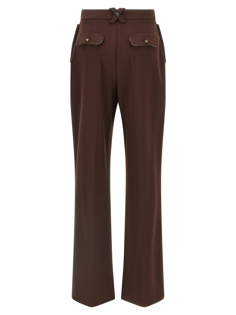 Elisabetta Franchi Palazzo Pants Luxurious Wide Leg Viscose Blend With Pince Pleats For Elegant Office Wear For Women