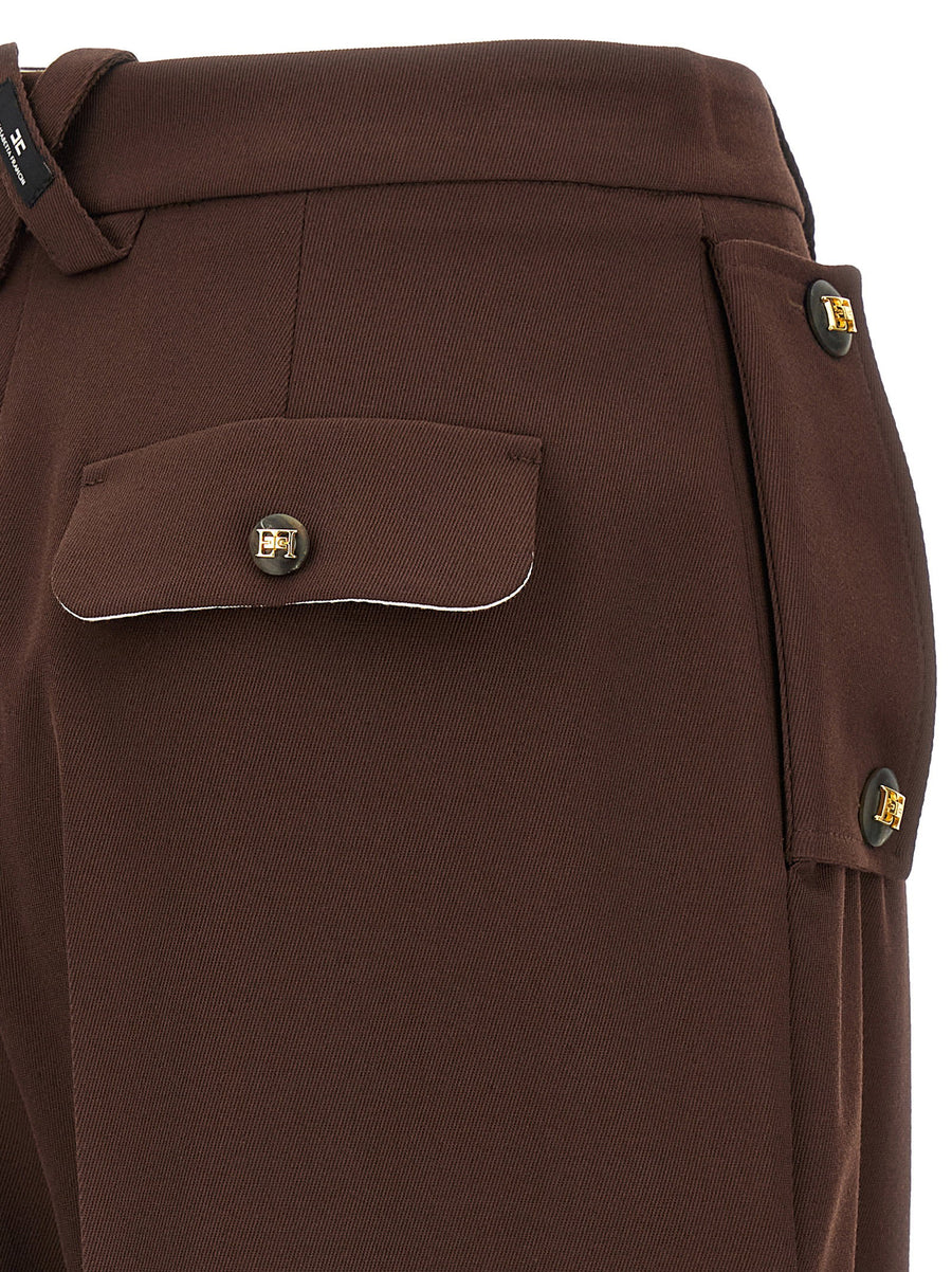Elisabetta Franchi Palazzo Pants Luxurious Wide Leg Viscose Blend With Pince Pleats For Elegant Office Wear For Women