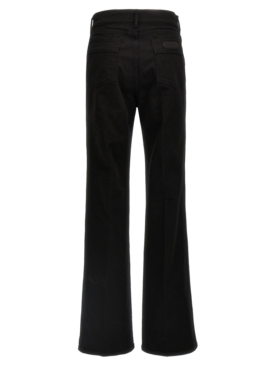 Tom Ford Stretch Twill Denim Wide Flare Jeans For Women Premium Luxury Fit Iconic