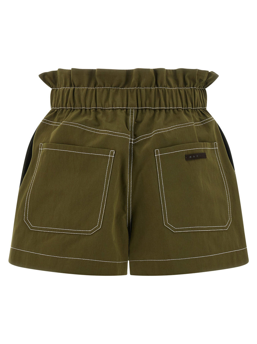 Marni Gabardine Shorts Green With Water Repellent Finish For Women Polished Tailored Comfort