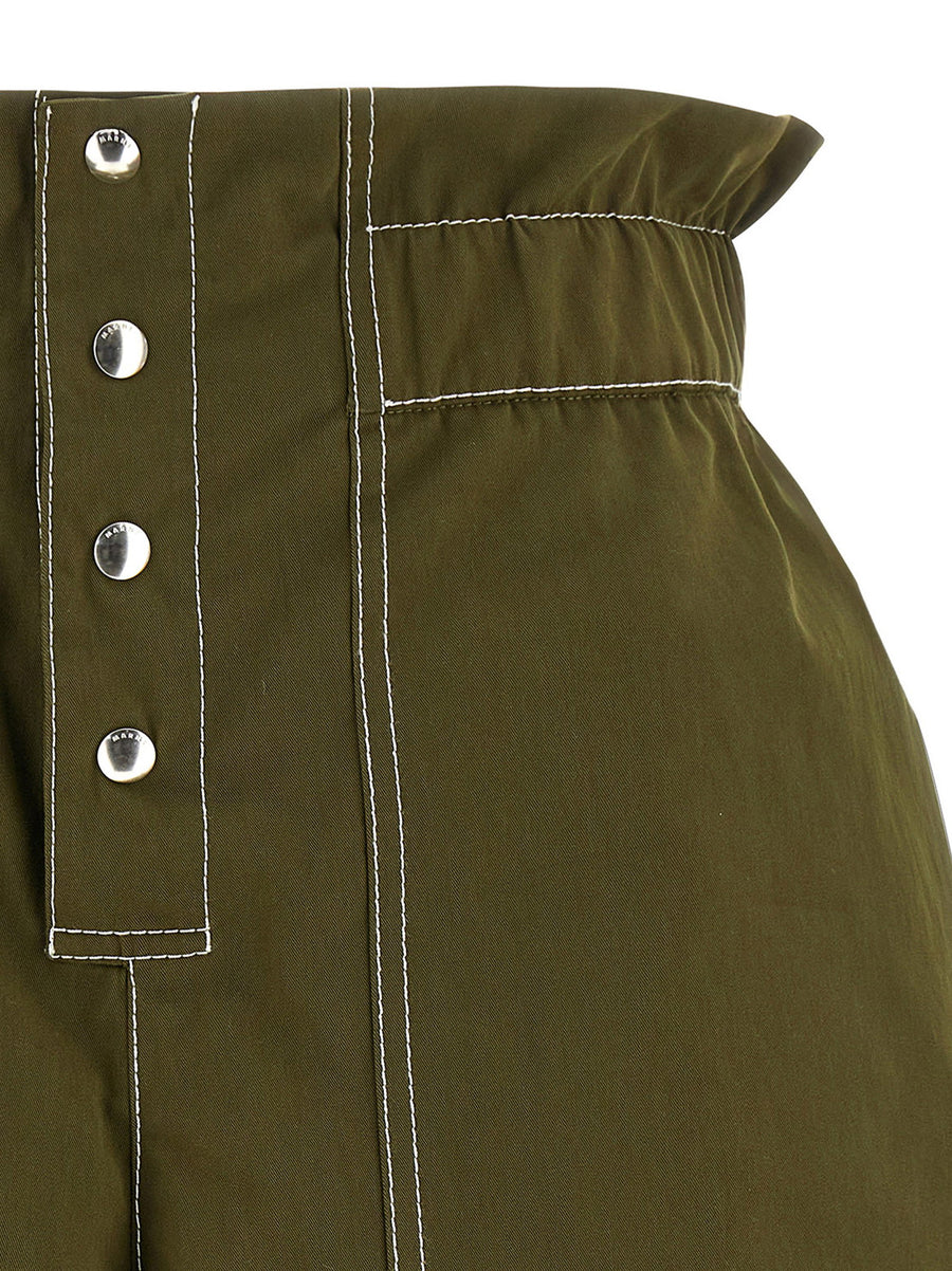 Marni Gabardine Shorts Green With Water Repellent Finish For Women Polished Tailored Comfort