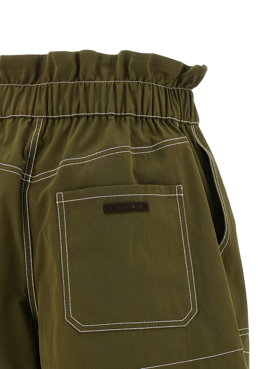 Marni Gabardine Shorts Green With Water Repellent Finish For Women Polished Tailored Comfort
