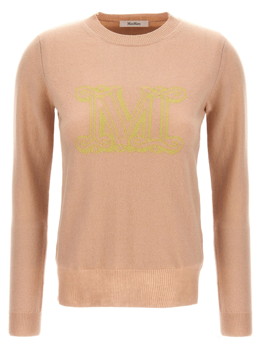 Max Mara Luxurious Cashmere Pamir Sweater Pink Crewneck With Subtle Intarsia Texture For Women