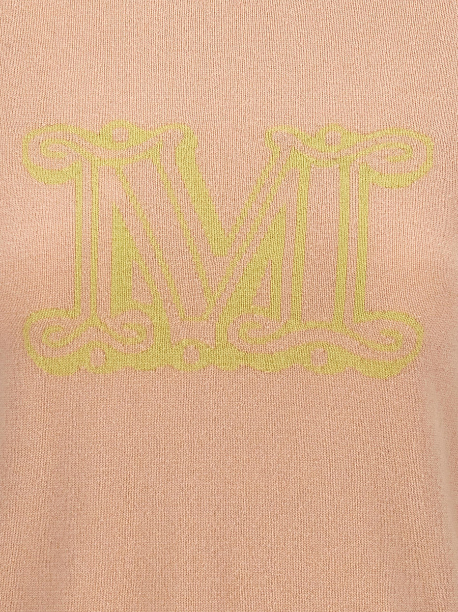 Max Mara Luxurious Cashmere Pamir Sweater Pink Crewneck With Subtle Intarsia Texture For Women