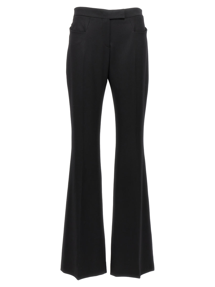 Tom Ford Flared Wool Trousers For Women Premium Black Virgin Wool Central Pleat Tailored Fit