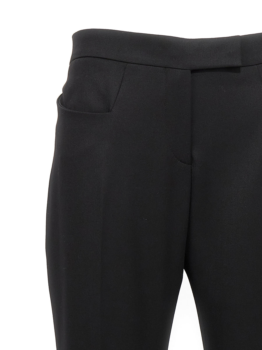 Tom Ford Flared Wool Trousers For Women Premium Black Virgin Wool Central Pleat Tailored Fit
