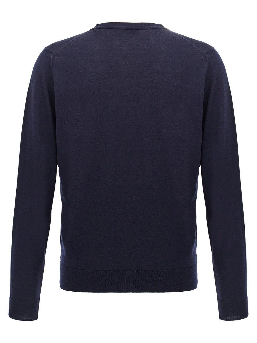 John Smedley Petworth Cardigan Luxury 100 Wool Blue Knit For Men Timeless Layering Essential