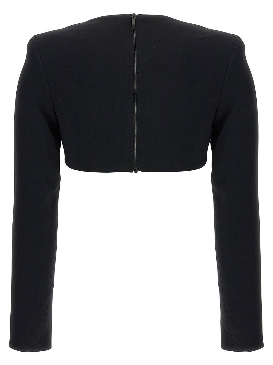 David Koma Top 3d Crystsal Chain And Square Neck