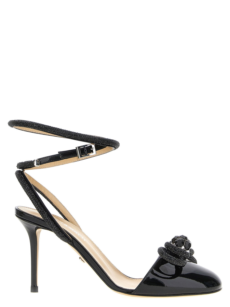 Mach and Mach Double Bow Patent Leather Pumps Black 8.5 cm Heel