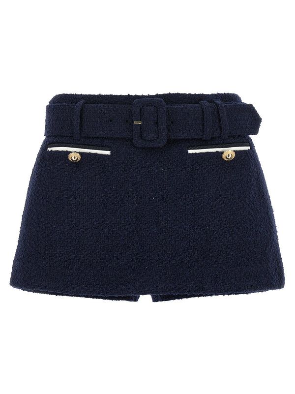 Self-Portrait Bouclé Wool Skort